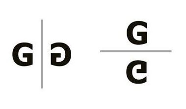 Waagrecht und senkrecht gespiegeltes G. Waagrecht und senkrecht gespiegeltes G.